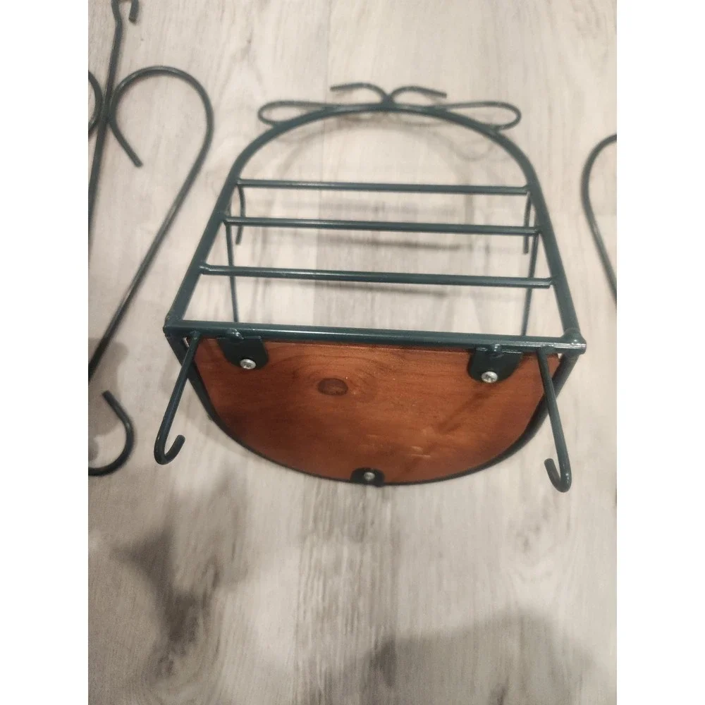 Vintage Home Interiors‎ Shelf Green Wire & Wood & 2 Matching Candle Wall Sconces